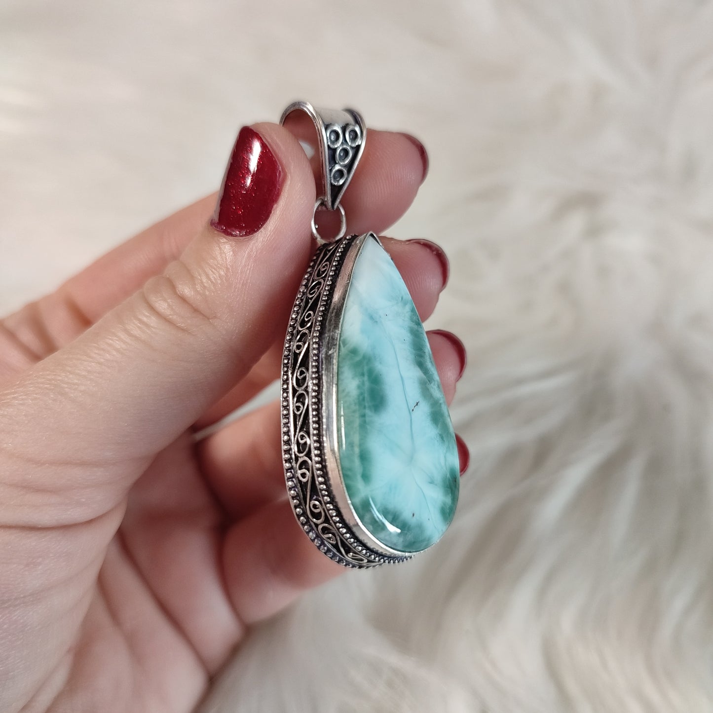 Colgante baño de plata con larimar - 101