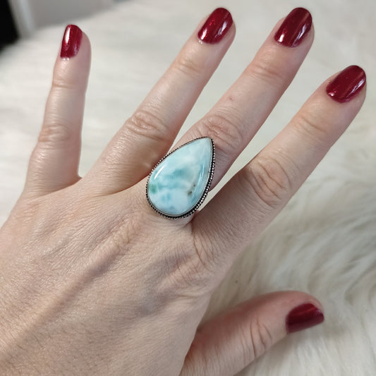 Anillo baño de plata con larimar TL