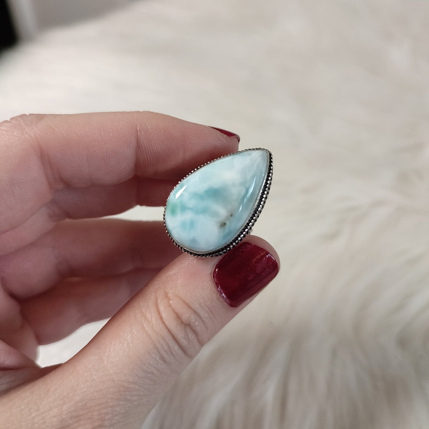 Anillo baño de plata con larimar TL