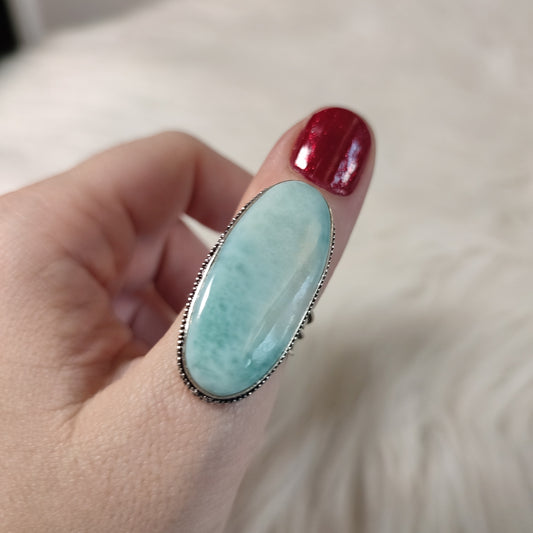 Anillo baño de plata con larimar BB
