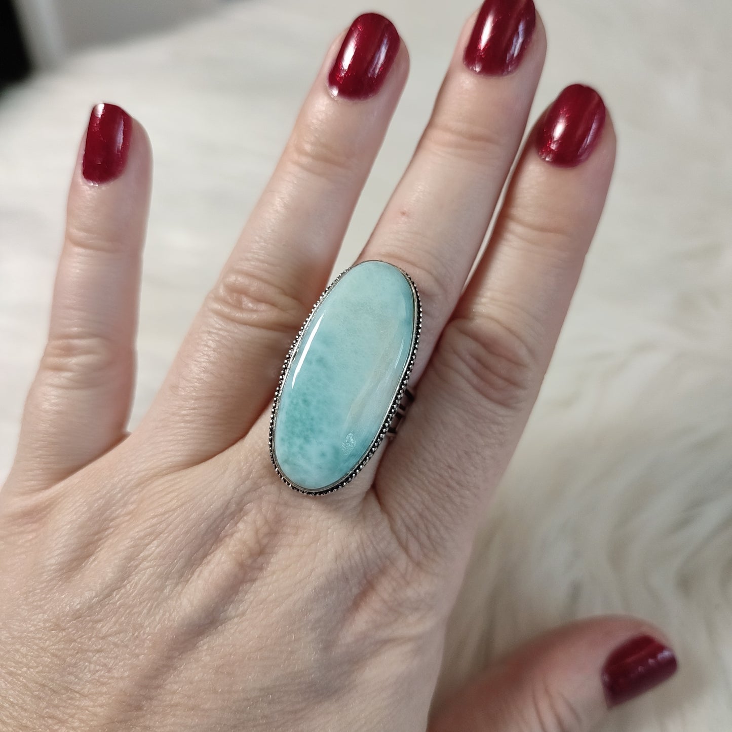 Anillo baño de plata con larimar BB