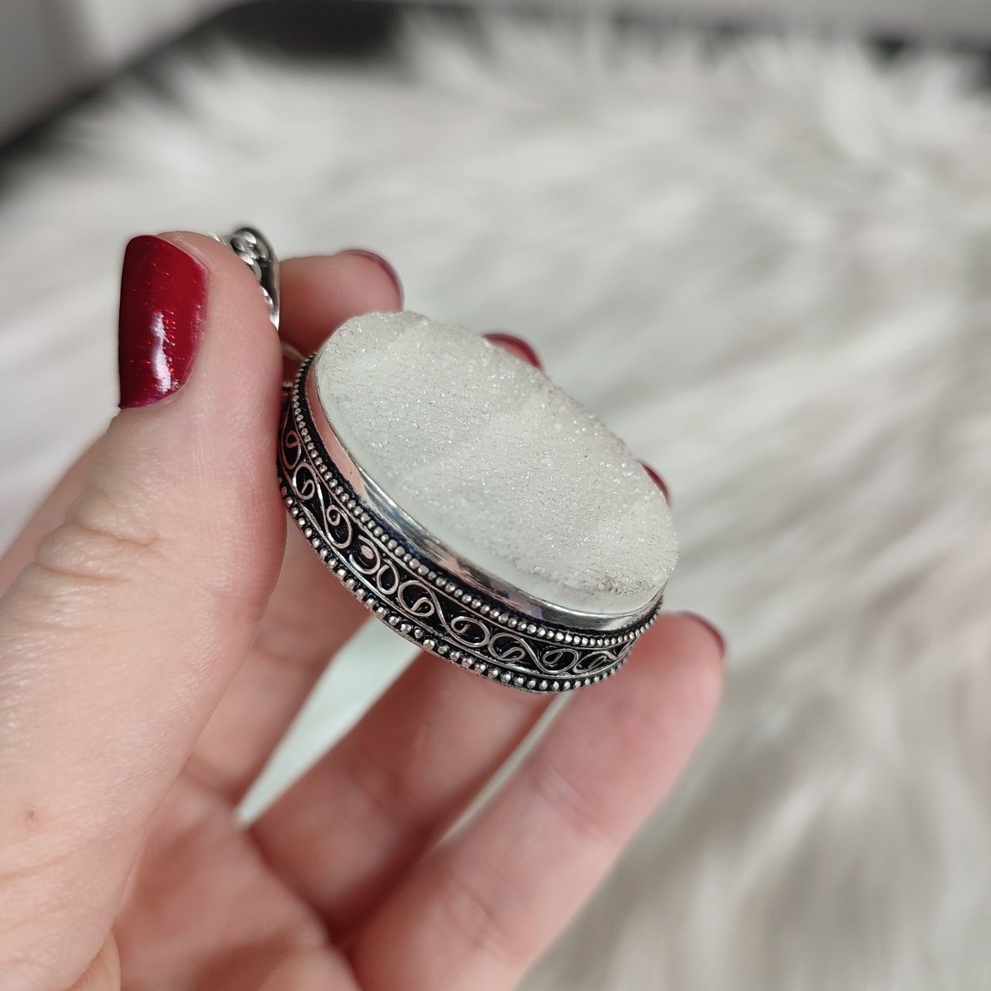 Colgante baño de plata con cuarzo cristalizado CU38