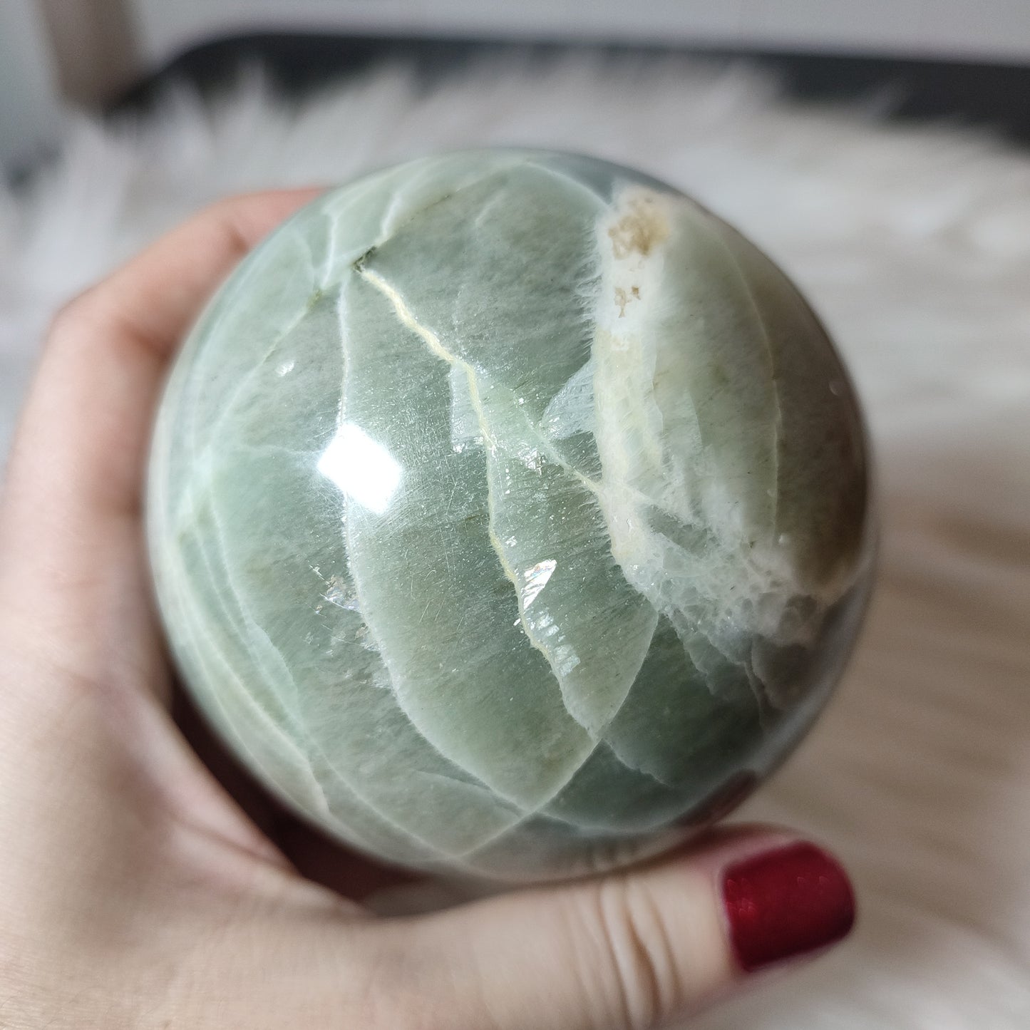 Esfera piedra luna verde - Garnierita 962 gramos