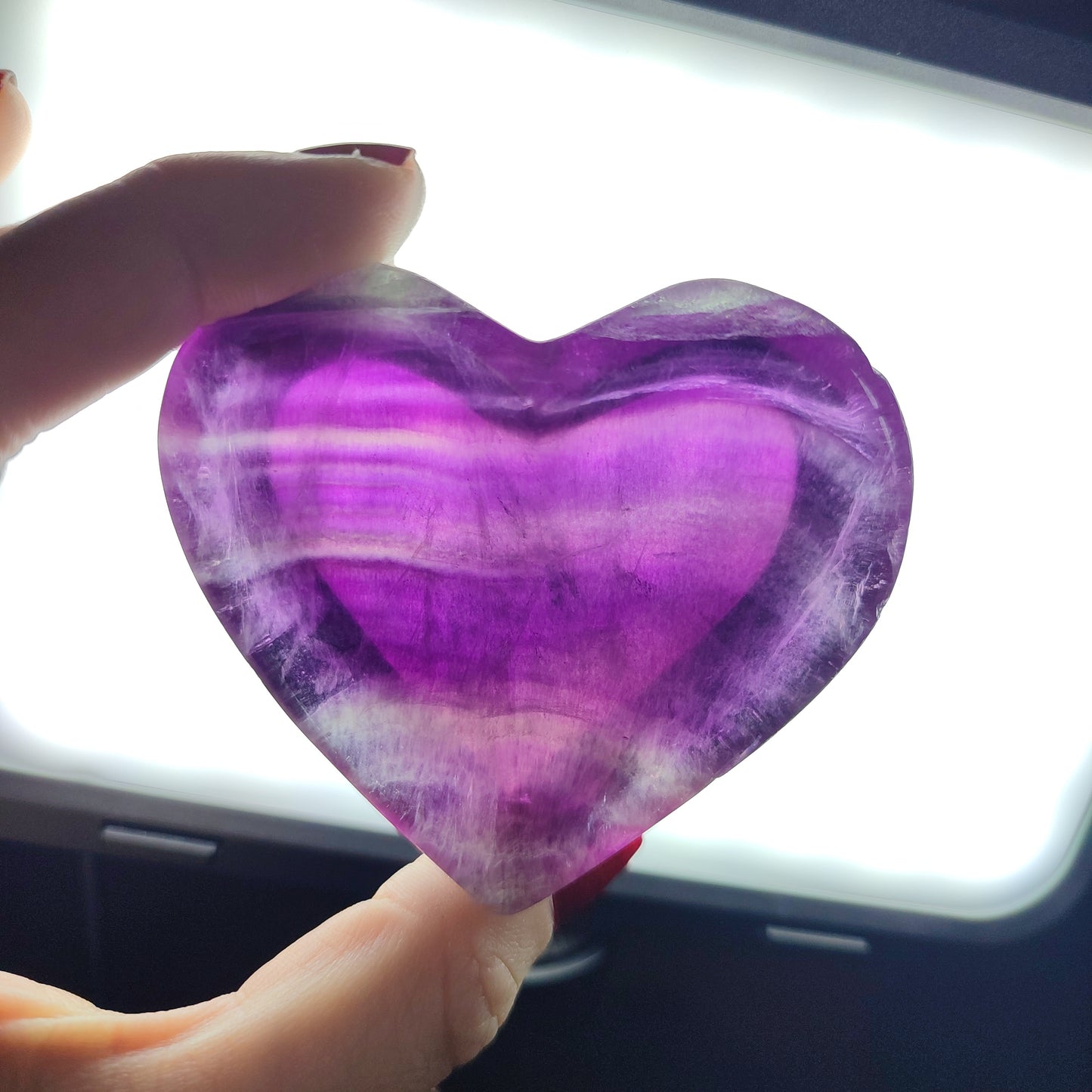 Bol corazon fluorita morado