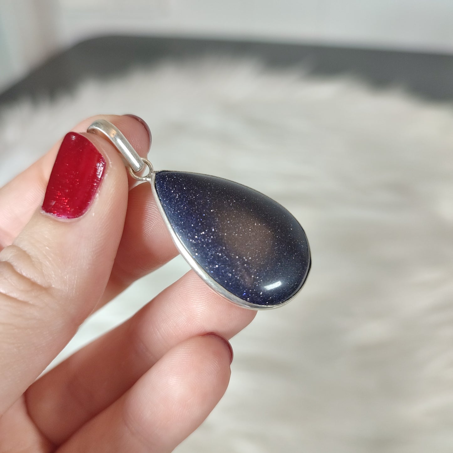 Colgante baño de plata aventurina azul