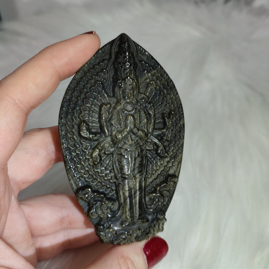 Durga Obsidiana dorada
