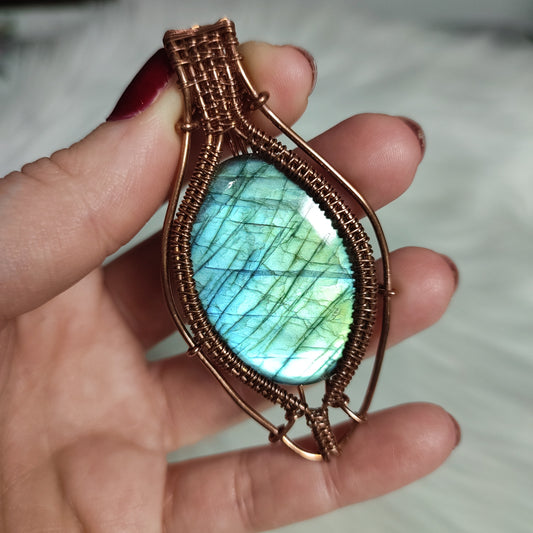 Colgante filigrana cobre con labradorita flash 1