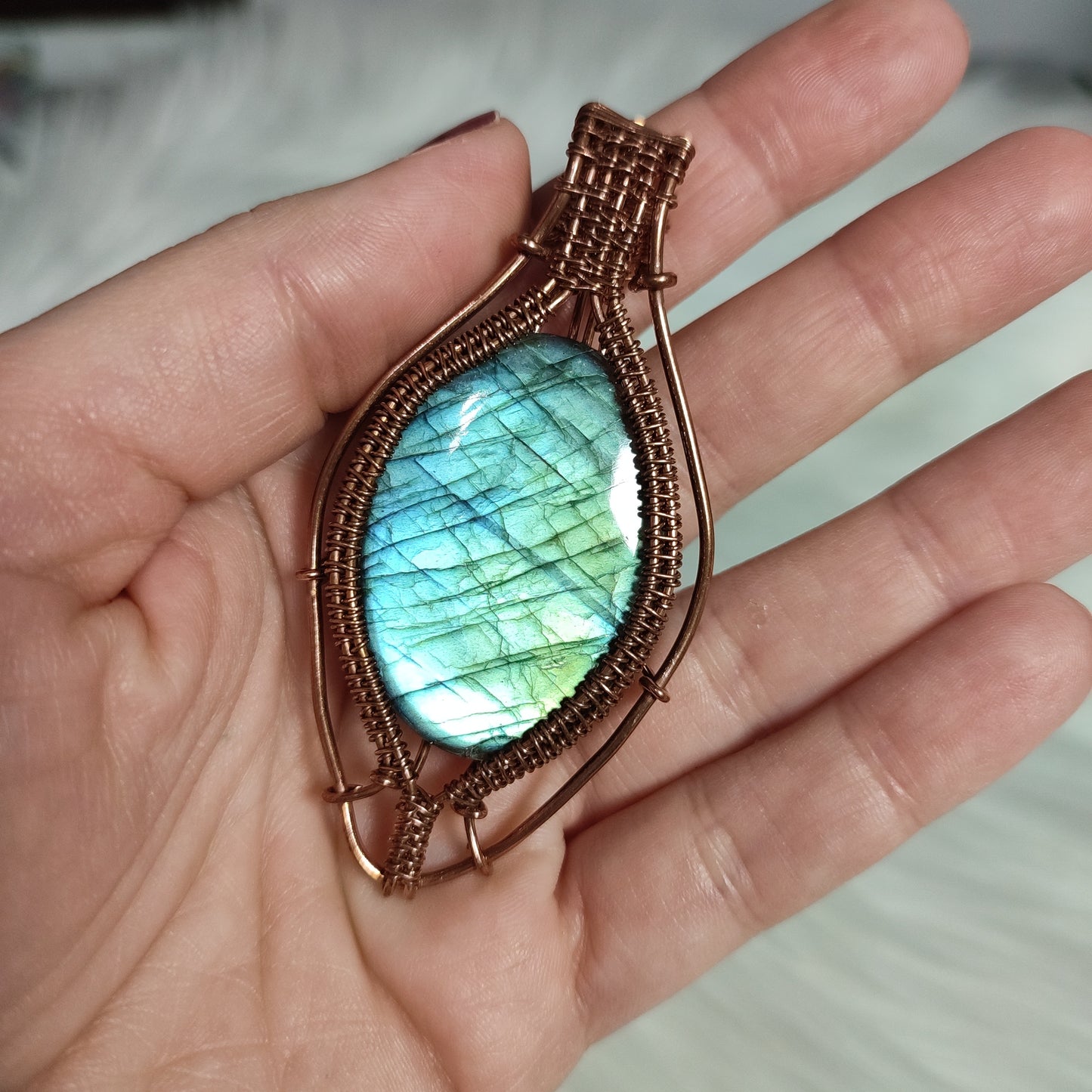 Colgante filigrana cobre con labradorita flash 1