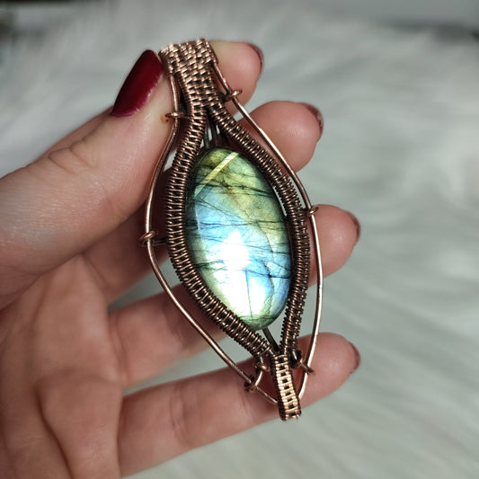 Colgante filigrana cobre con labradorita flash 3