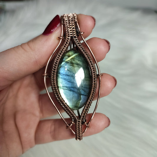 Colgante filigrana cobre con labradorita flash 3