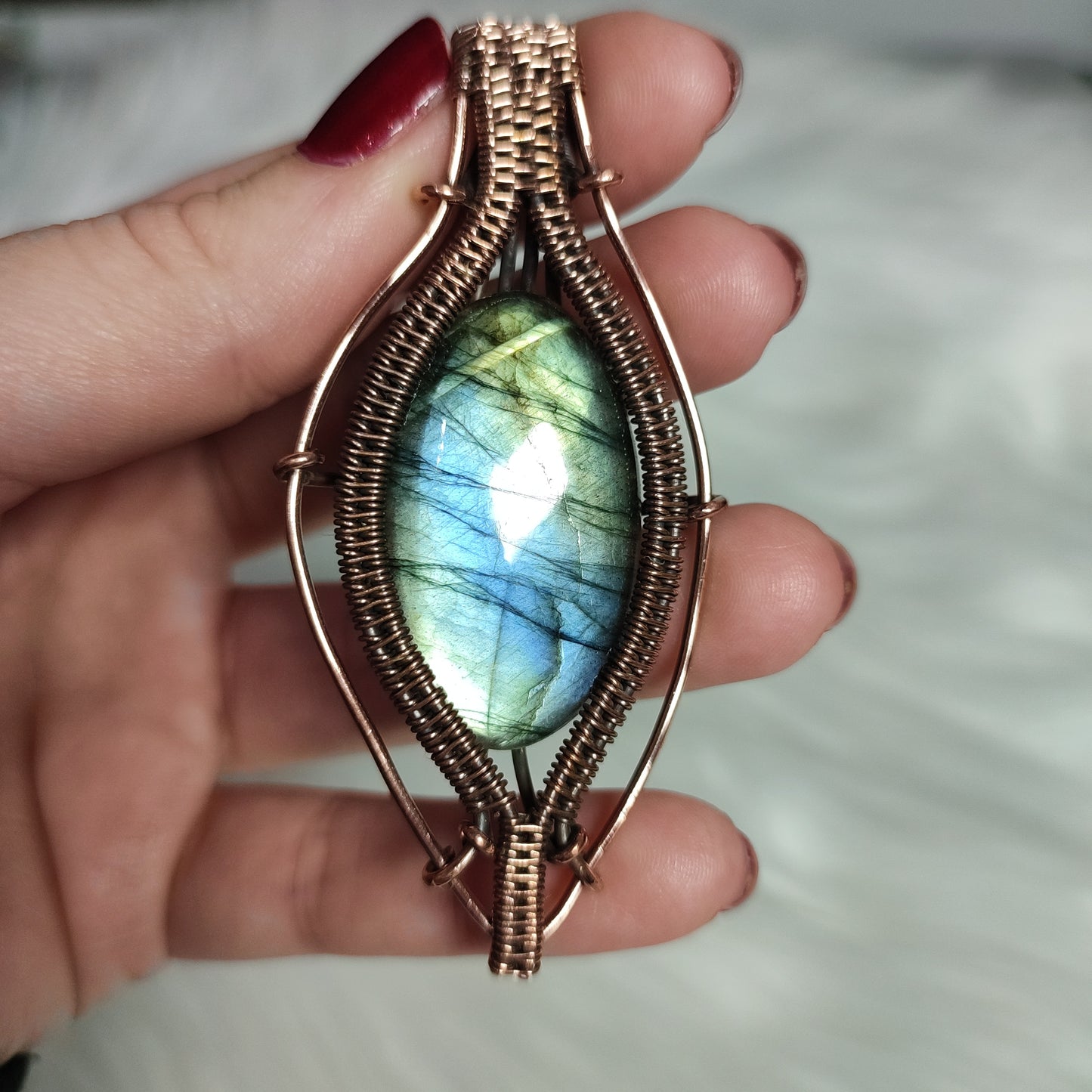 Colgante filigrana cobre con labradorita flash 3