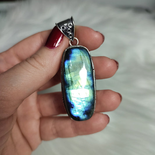 Colgante baño de plata con labradorita BT3