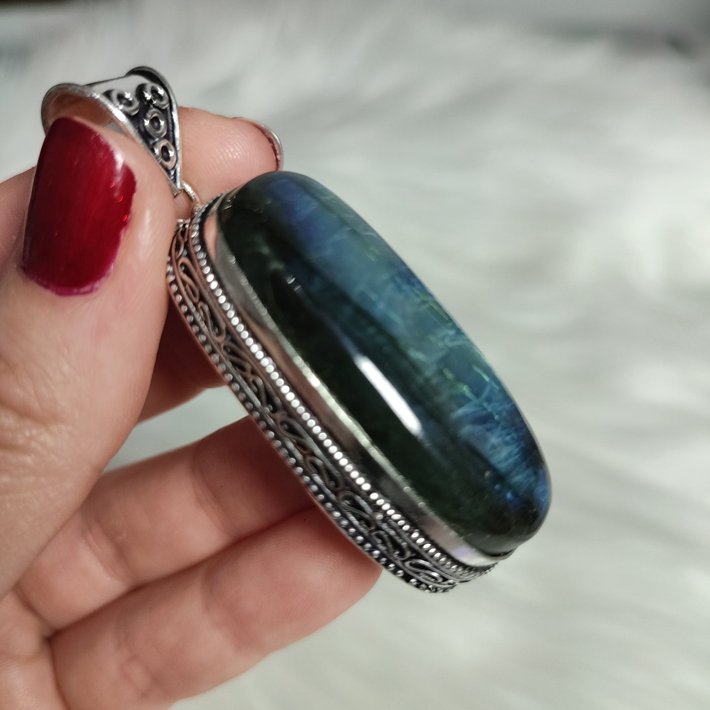 Colgante baño de plata con labradorita BT3