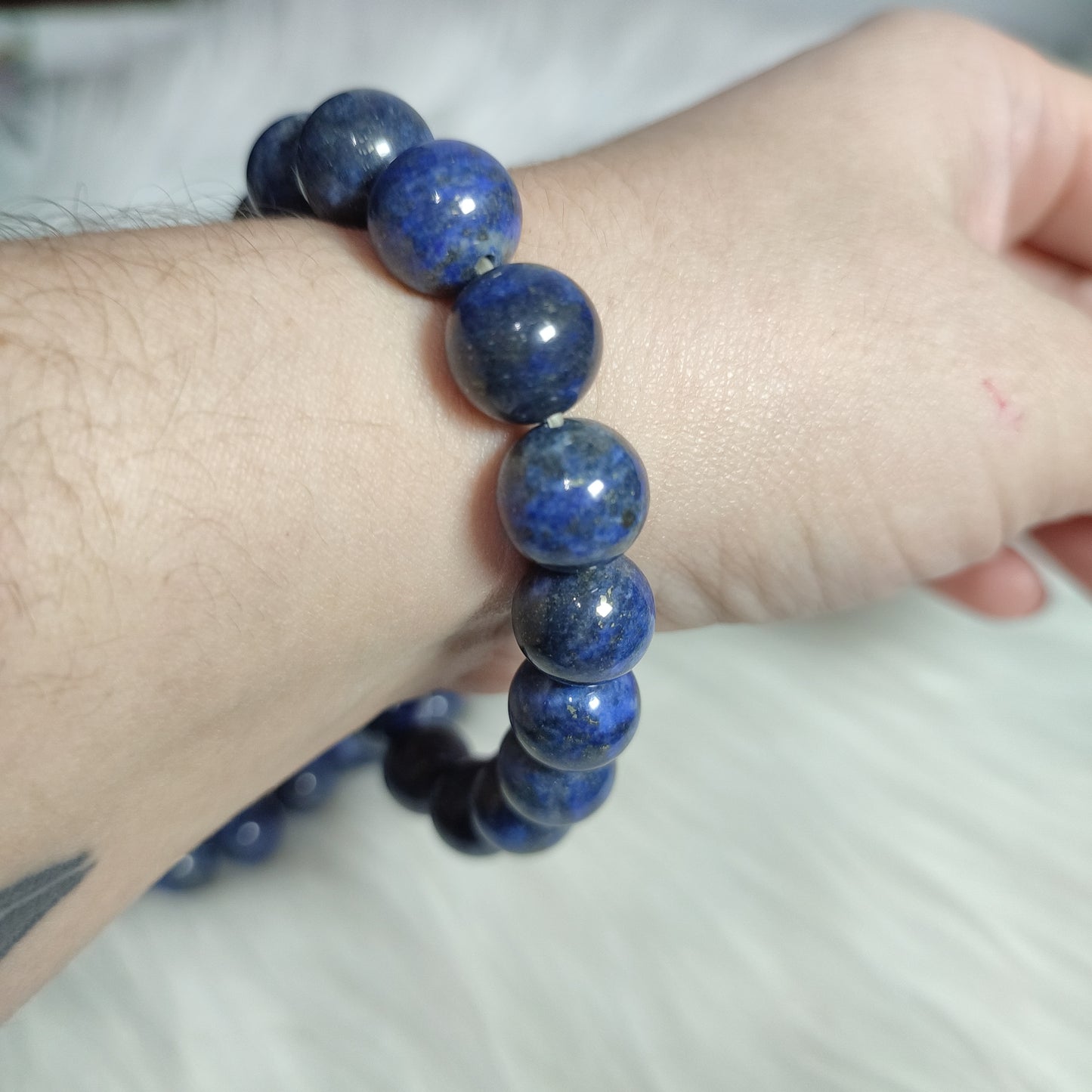 Pulsera elástica esferas de lapislázuli Grande