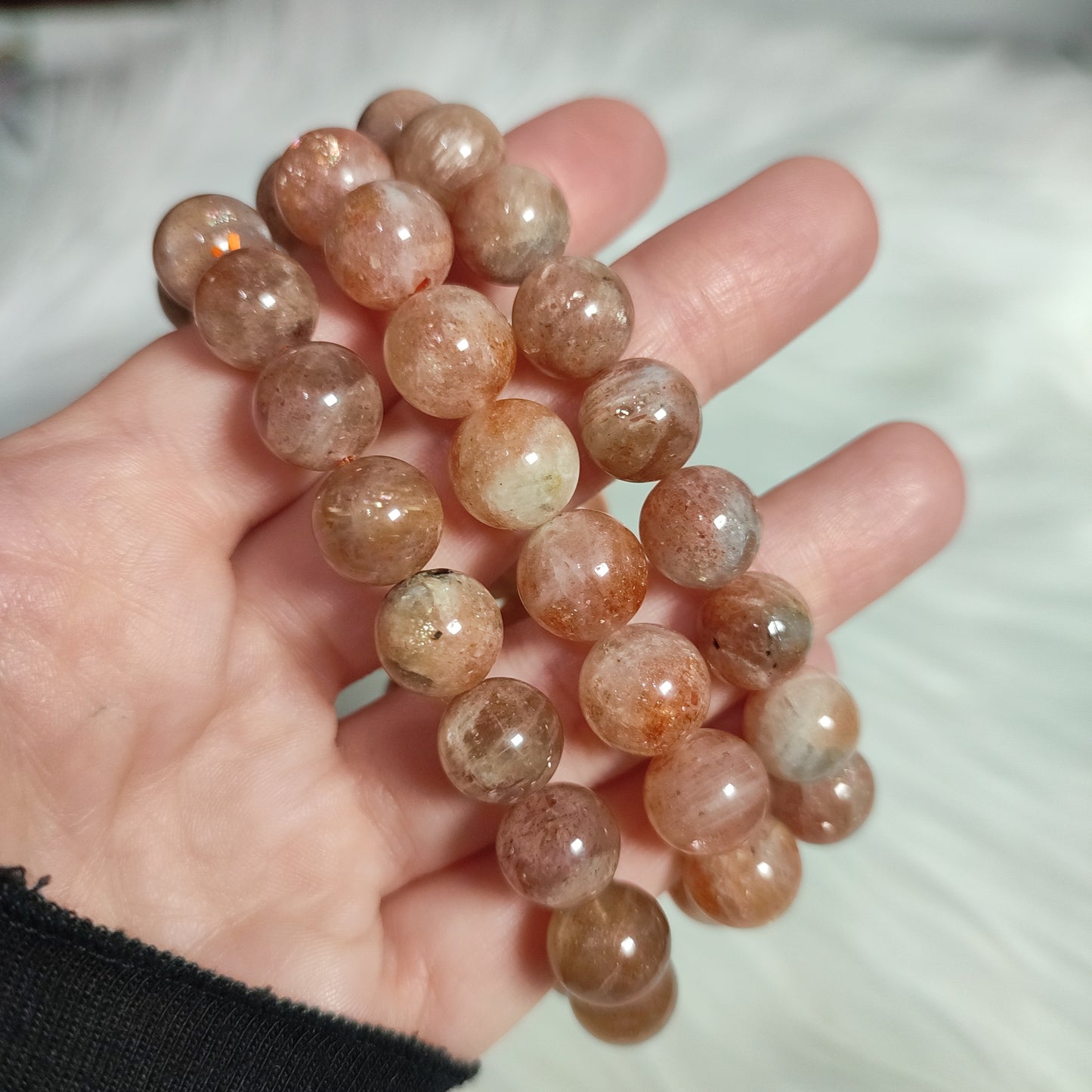 Pulsera elástica esferas de piedra sol