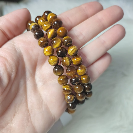 Pulsera elástica esferas de ojo de tigre 9 mm