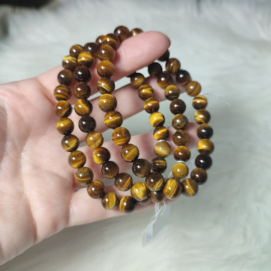 Pulsera elástica esferas de ojo de tigre 9 mm