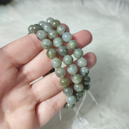 Pulsera elástica esferas de labradorita 9 mm