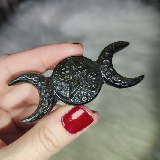 Triple Luna - triple Diosa obsidiana dorada