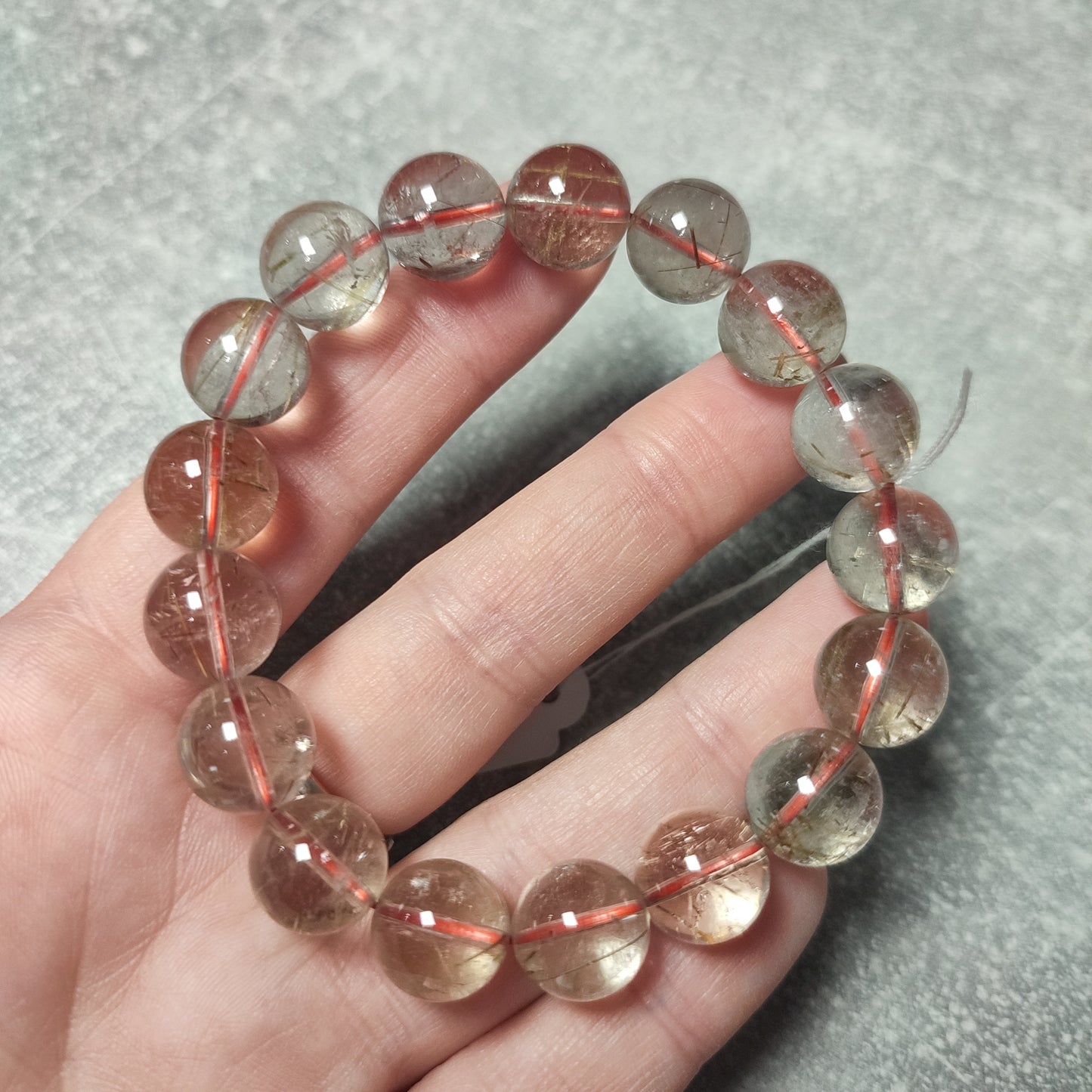 Pulsera elástica esferas de cuarzo rutilo - varias medidas