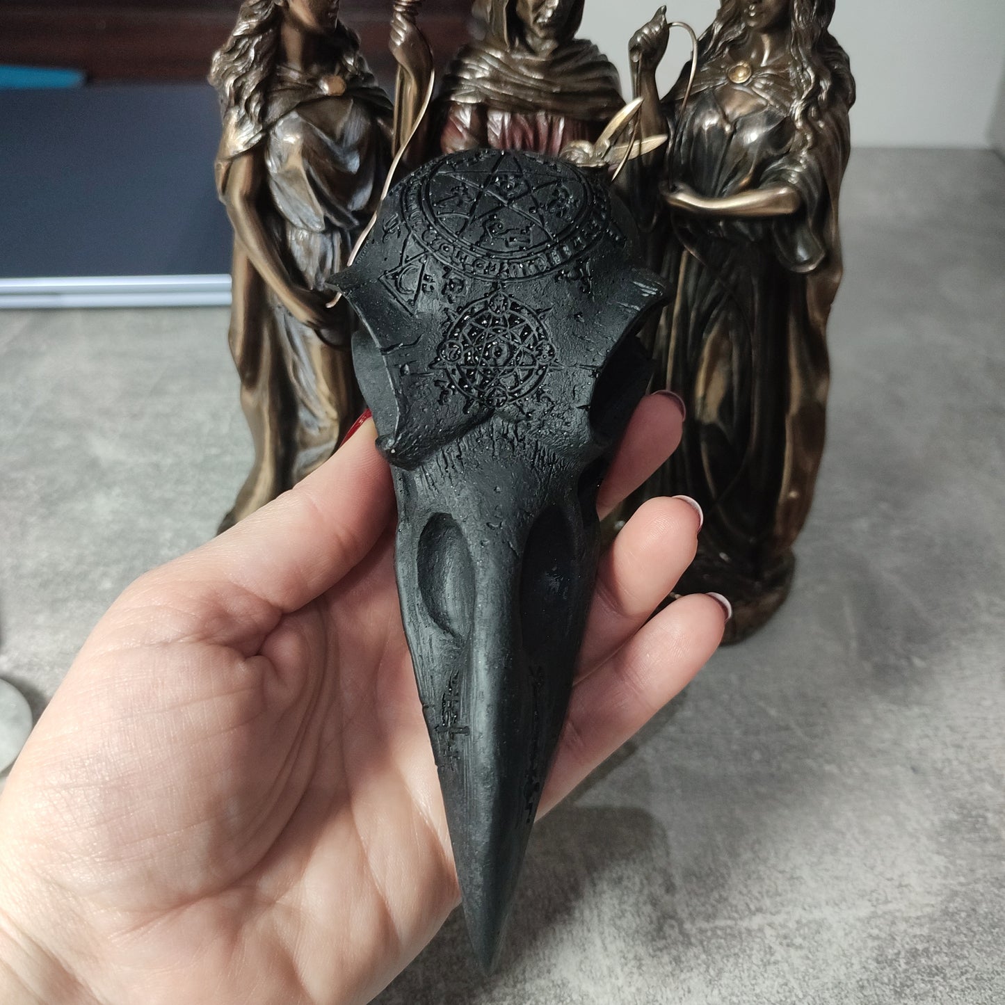 Calavera cuervo de Shungit 🌒🌕🌘