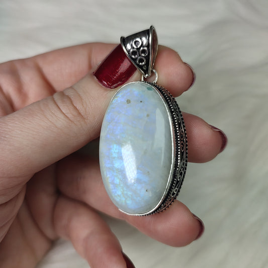 Colgante baño de plata con piedra luna 296