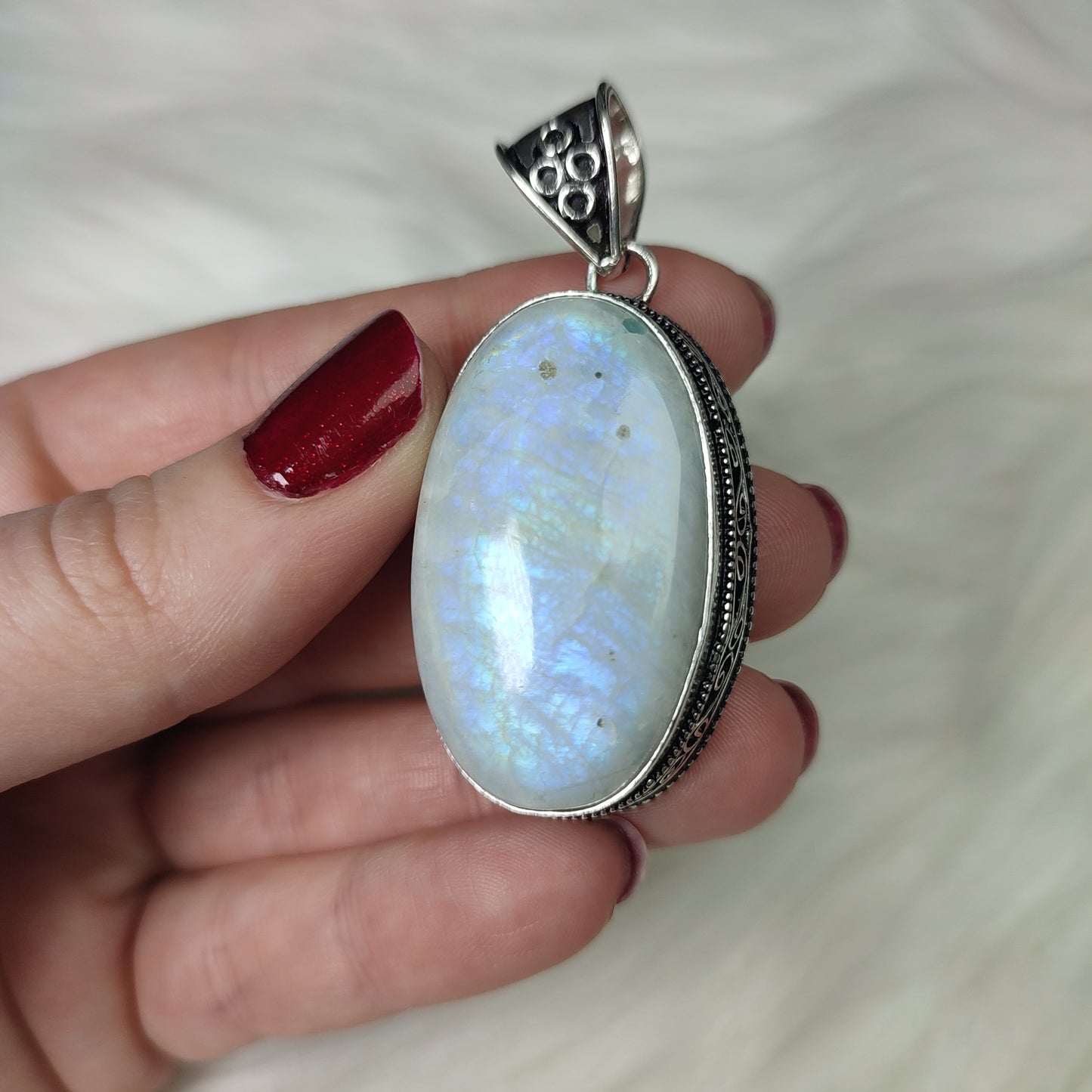 Colgante baño de plata con piedra luna 296