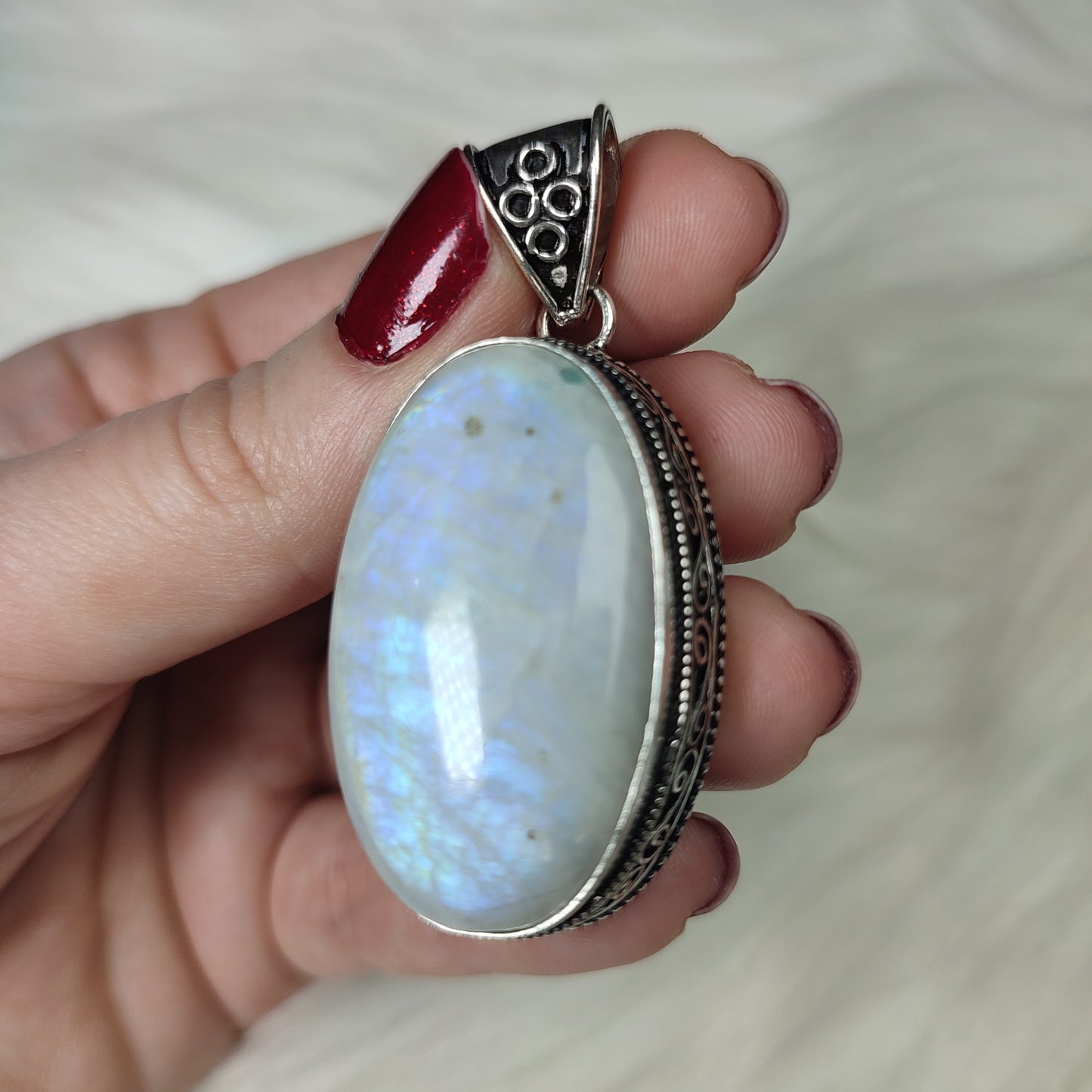 Colgante baño de plata con piedra luna 296