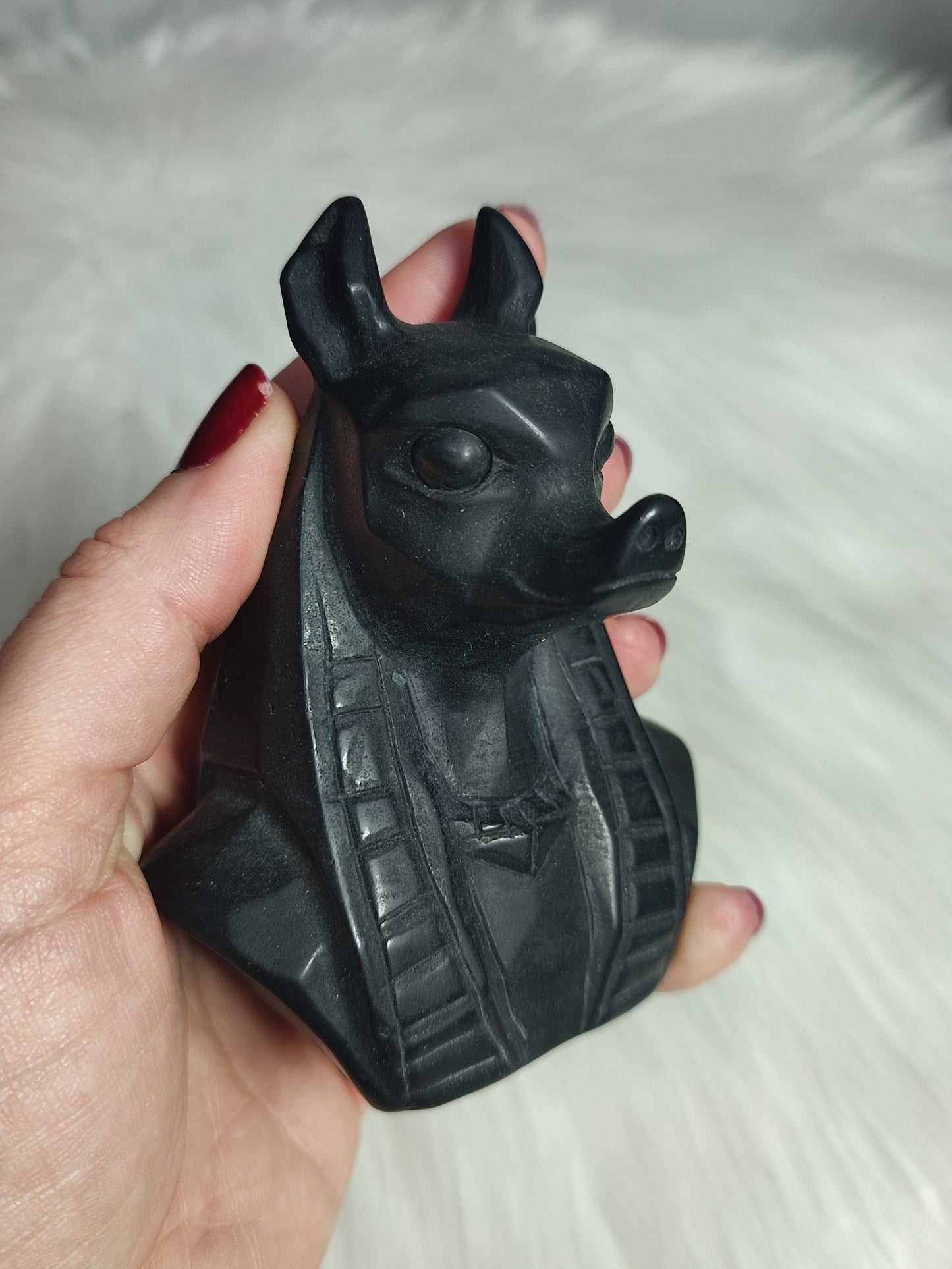Busto Anubis tallado en Obsidiana negra
