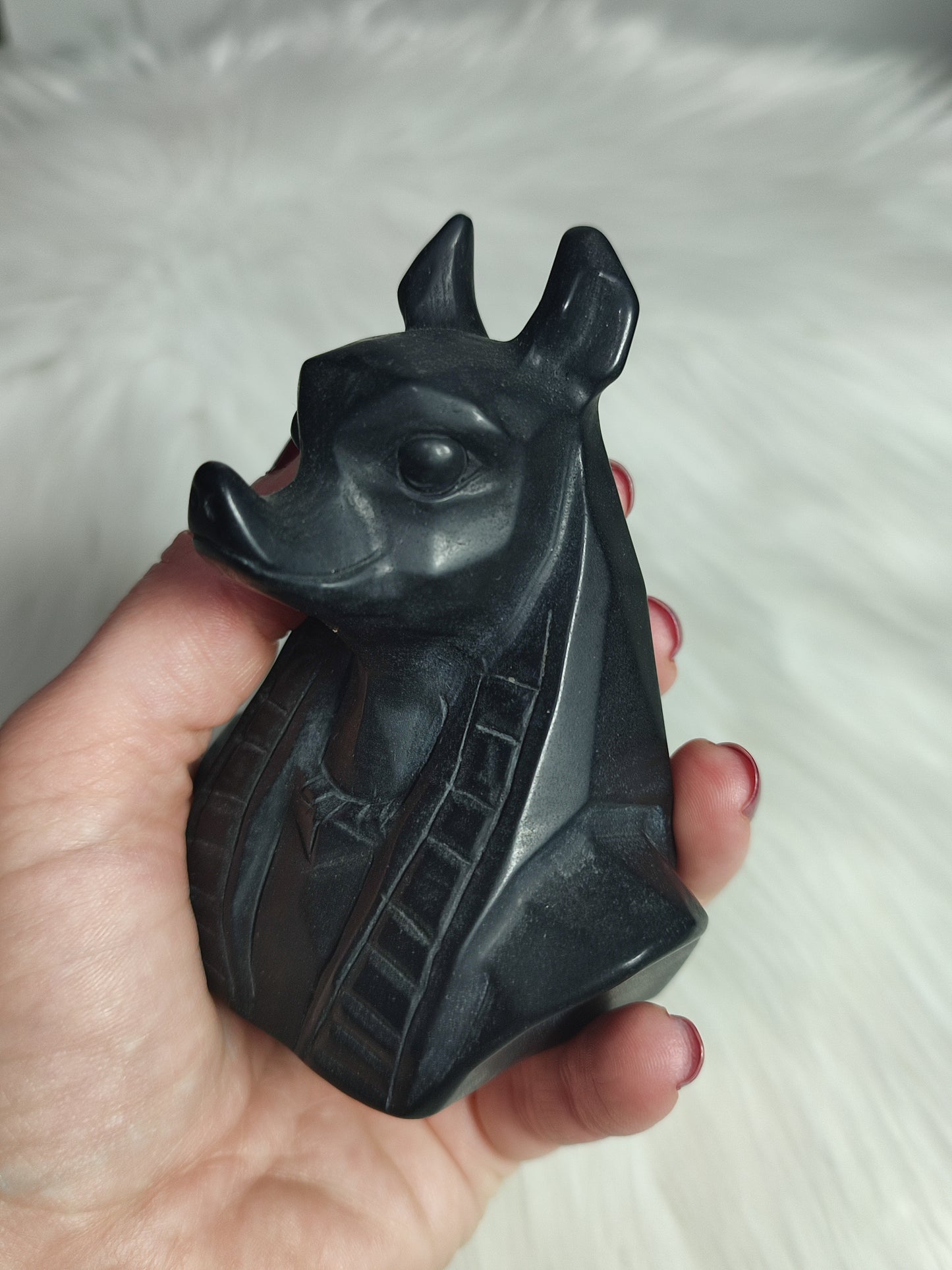 Busto Anubis tallado en Obsidiana negra