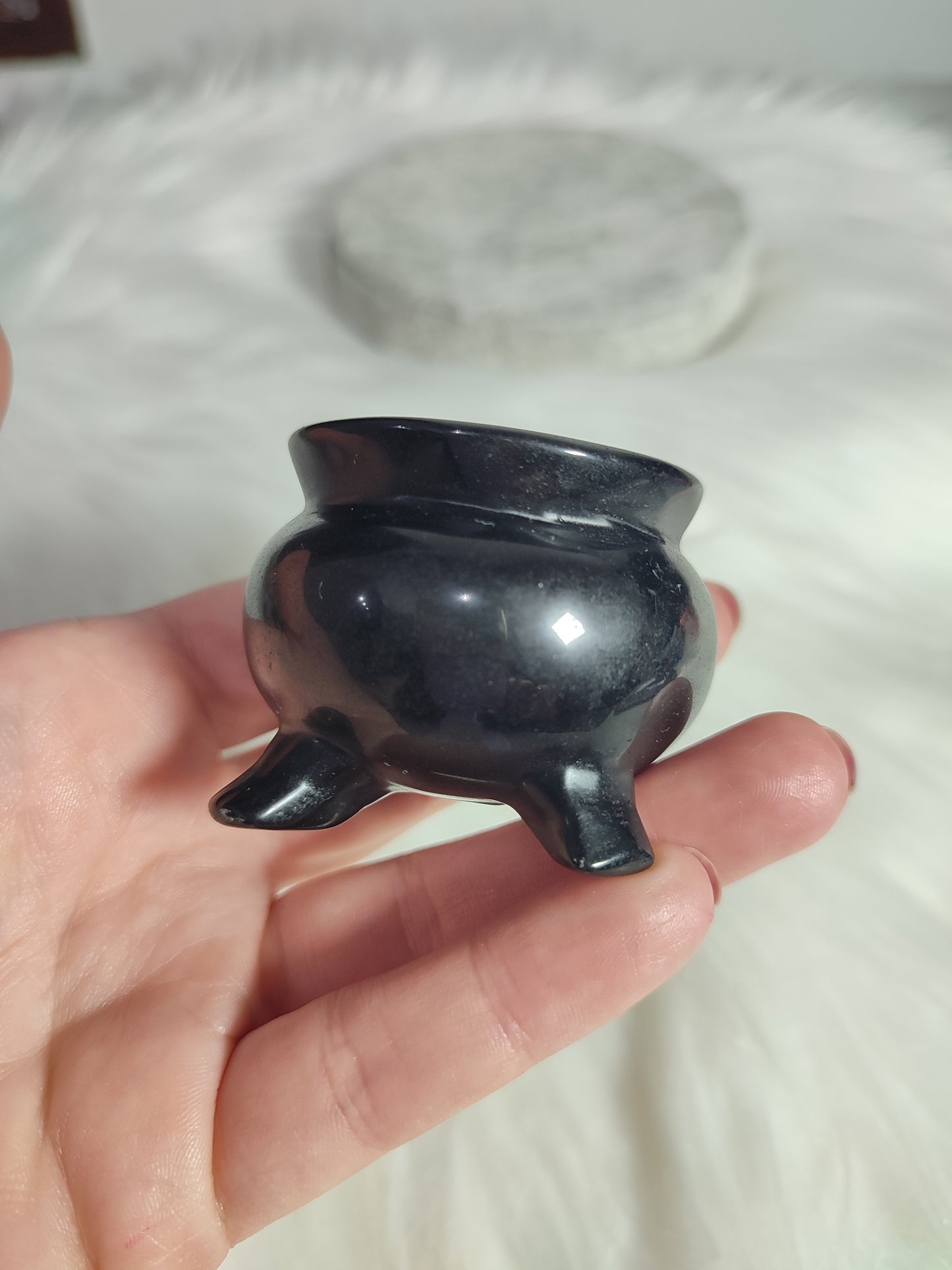 Caldero Obsidiana bruja portaesferas - Peana