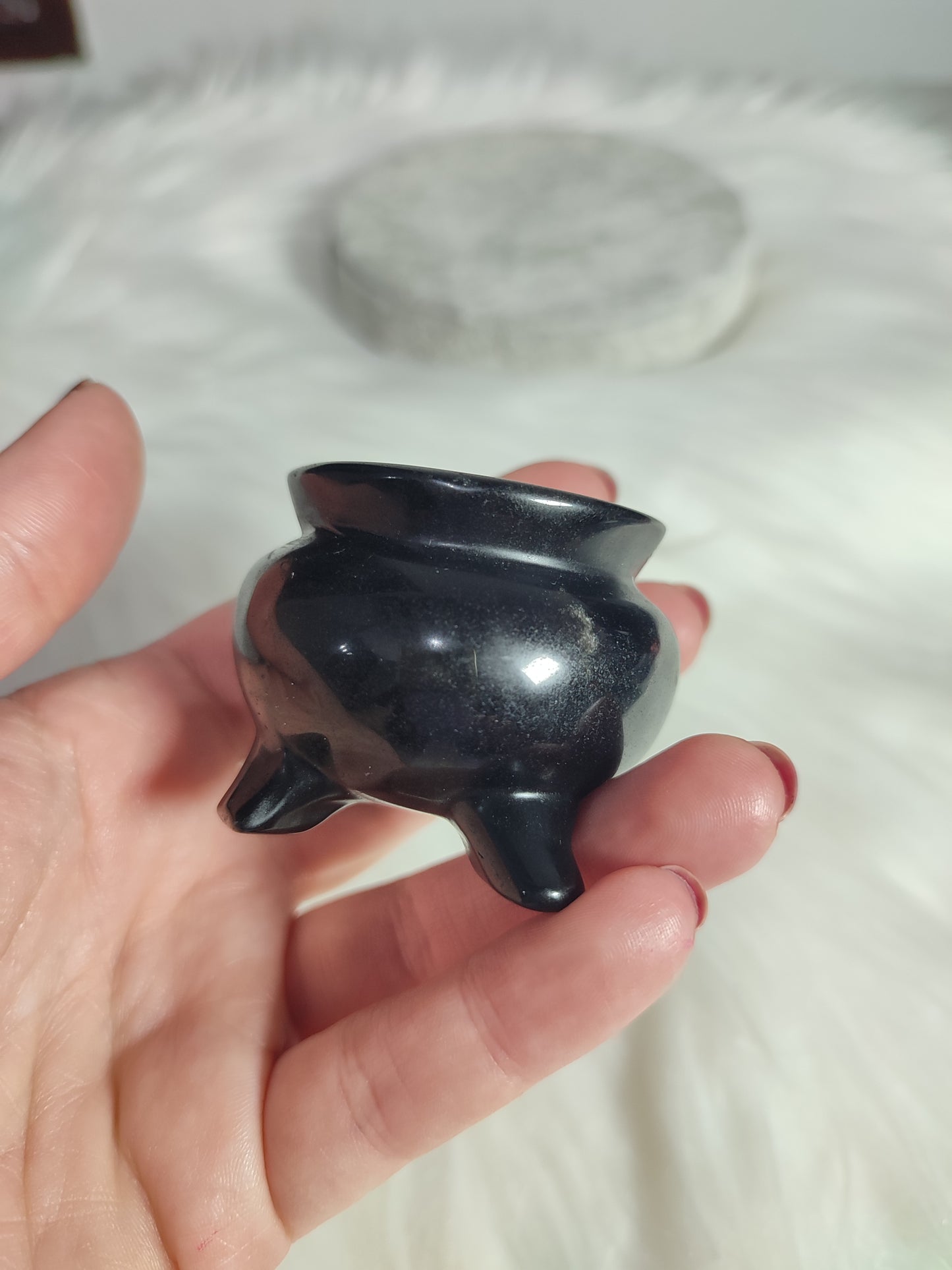 Caldero Obsidiana bruja portaesferas - Peana