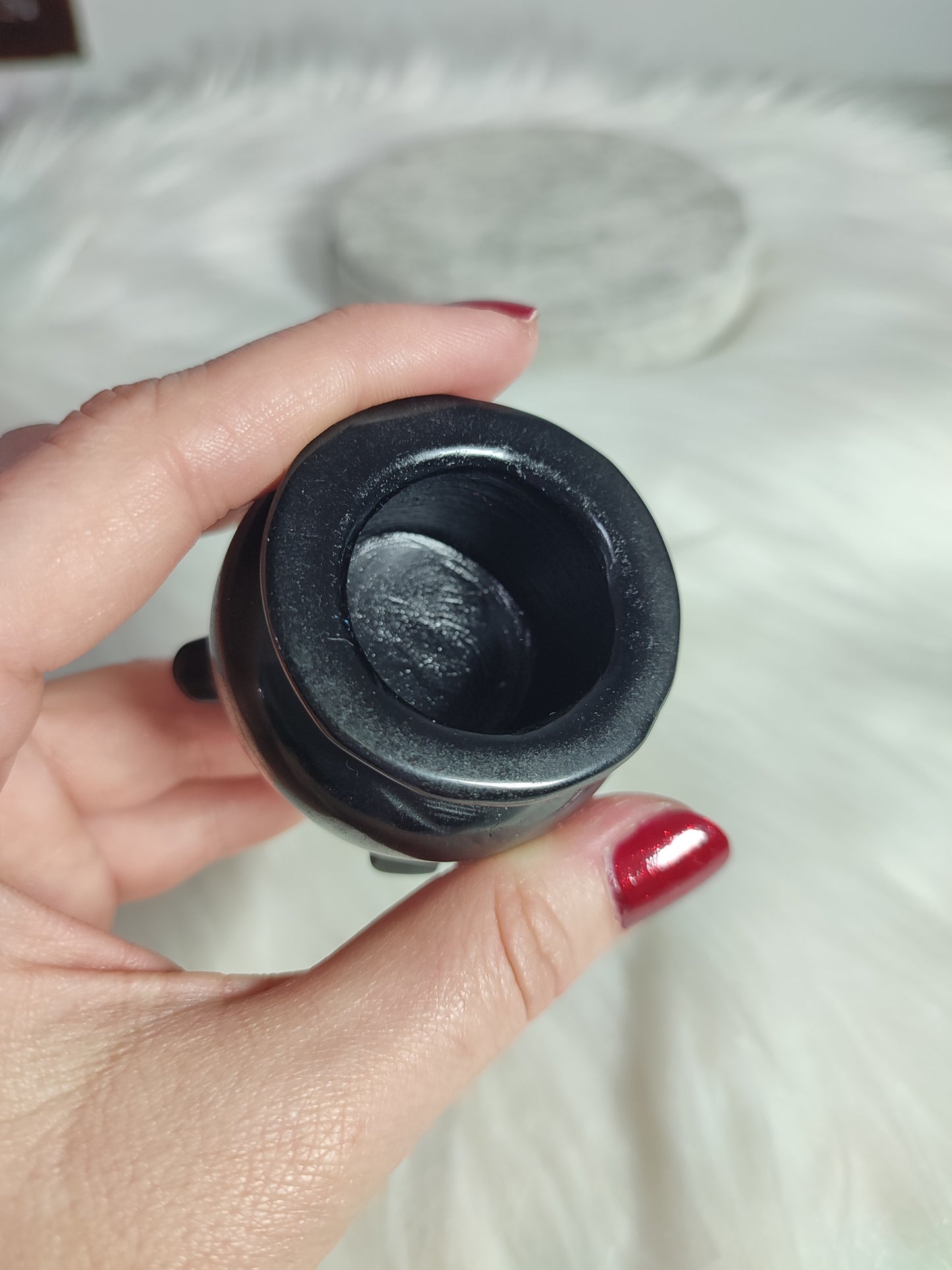 Caldero Obsidiana bruja portaesferas - Peana