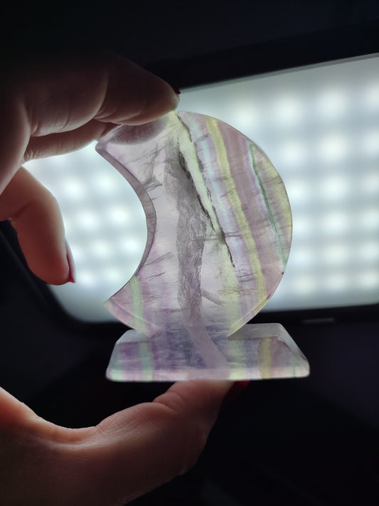 Luna con peana flúorita