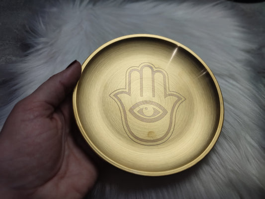 Plato de color bronce con Hamsa - Mano de Fatima