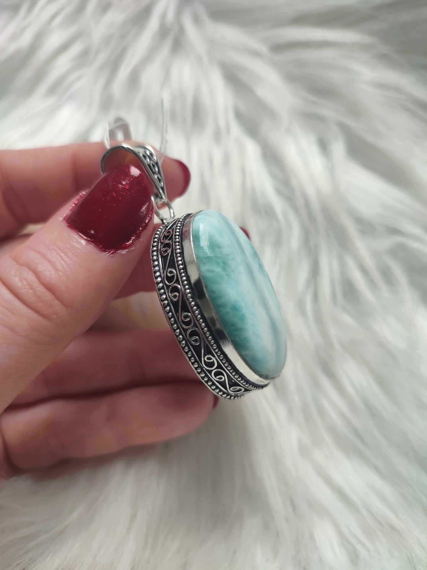 Colgante baño de plata con larimar