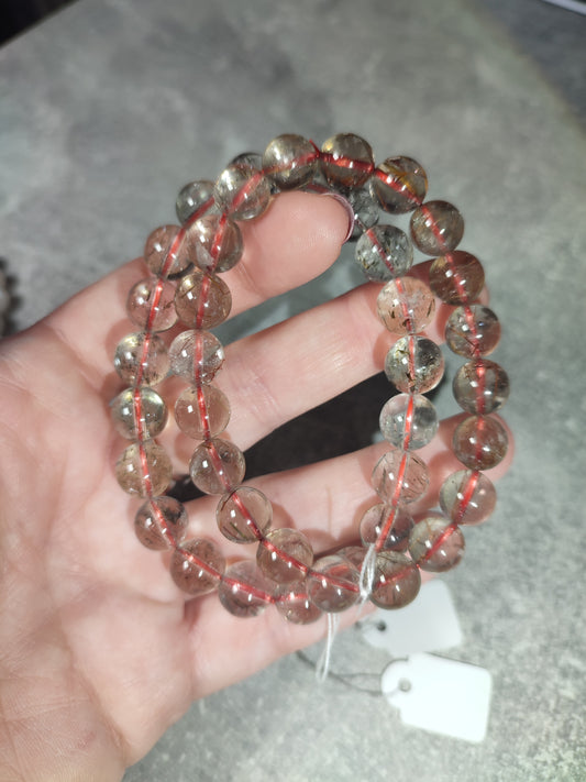 Pulsera elástica esferas de cuarzo rutilo - varias medidas