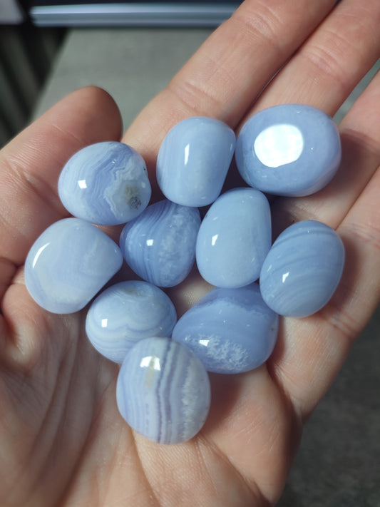 Canto rodado calcedonia azul encaje - Diferentes medidas