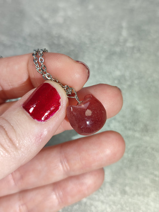 Colgante gato cuarzo fresa plata 925