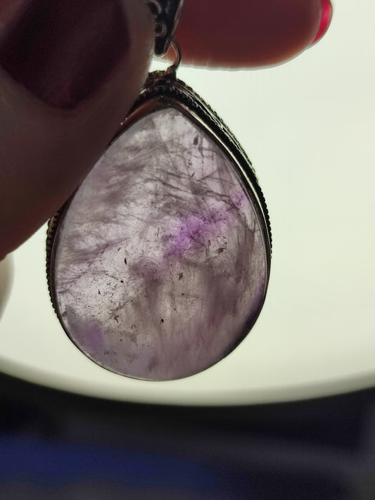 Colgante baño de plata con amatista AMA12