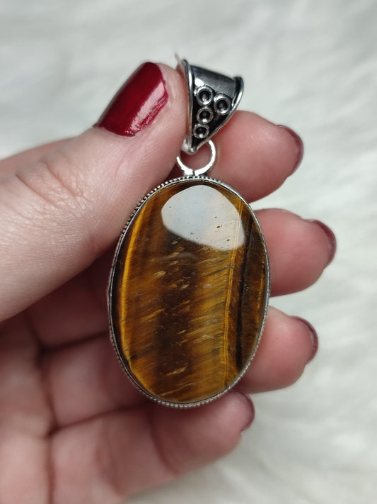 Colgante baño de plata con ojo de tigre 86