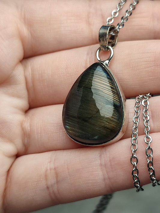 Collar labradorita baño de plata TS23