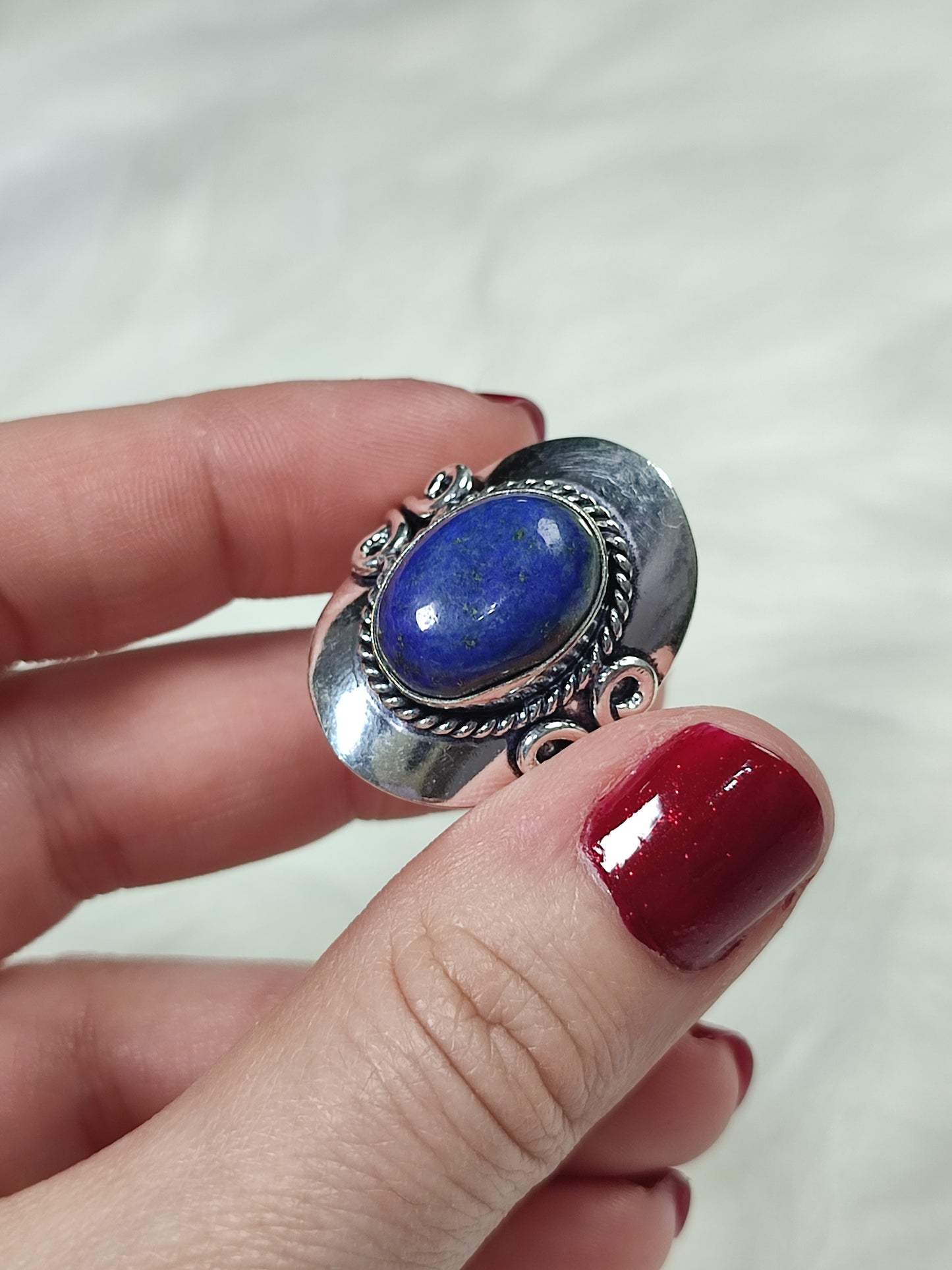 Anillo baño de plata con lapislázuli - Ajustable AJ1