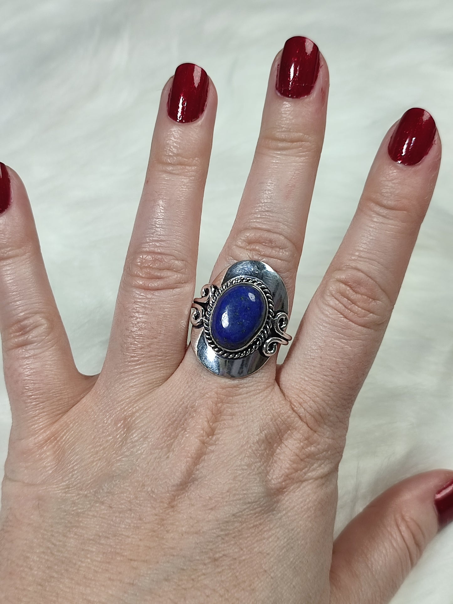 Anillo baño de plata con lapislázuli - Ajustable AJ1