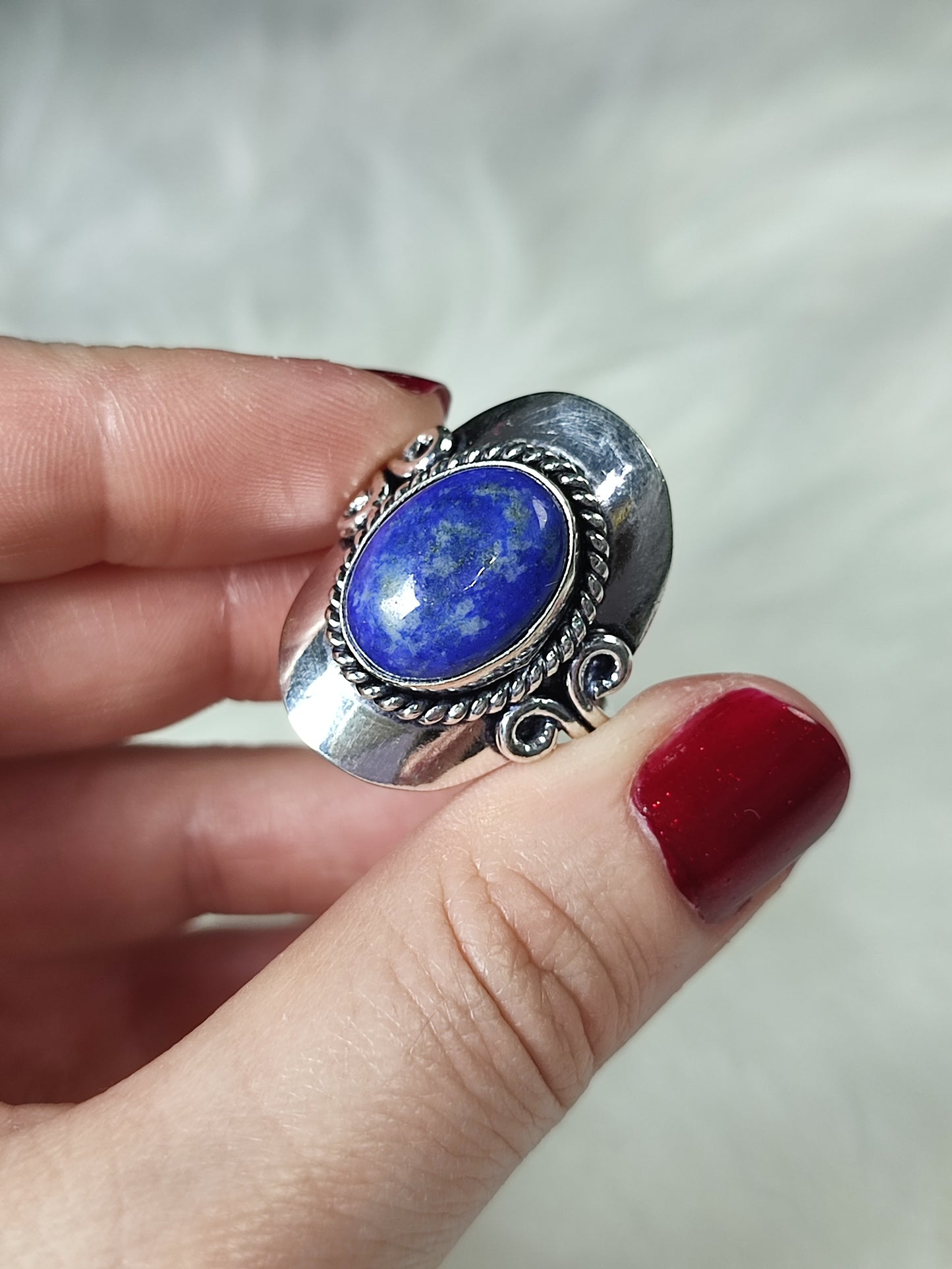 Anillo baño de plata con lapislázuli - Ajustable AJ2