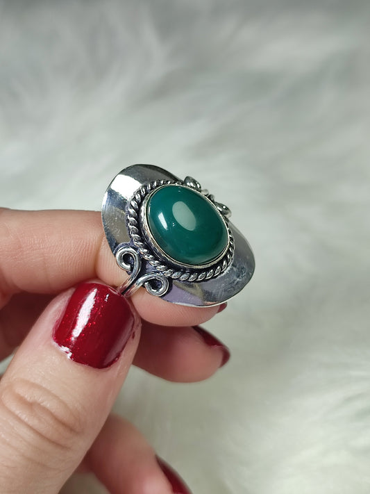 Anillo baño de plata con jade - Ajustable AJ1