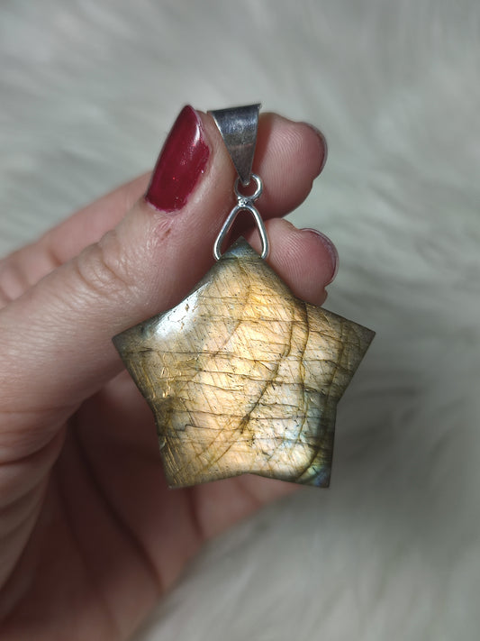 Colgante baño de plata con labradorita ⭐ 2