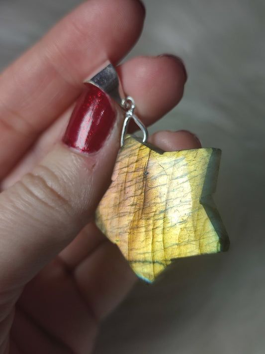 Colgante baño de plata con labradorita ⭐ 1