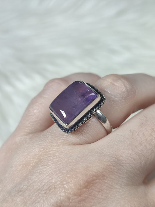 Anillo baño de plata con amatista - Ajustable AMA 2
