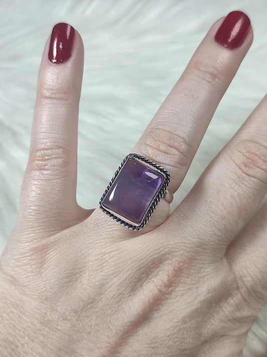 Anillo baño de plata con amatista - Ajustable AMA 2
